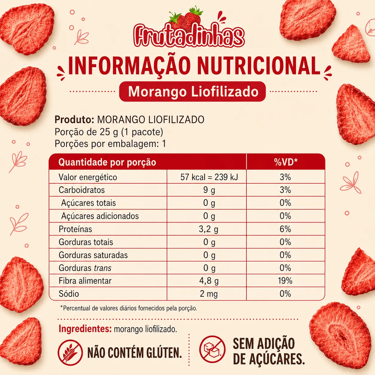 Morango Chips Crocante Natural - 100g - Imagem 4