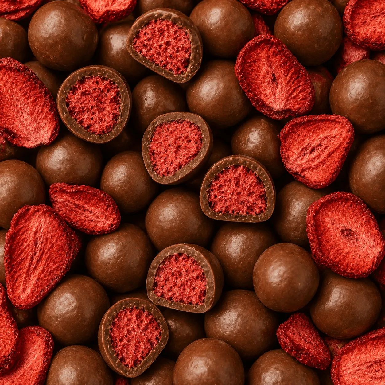 Morango Liofilizado Coberto com Chocolate