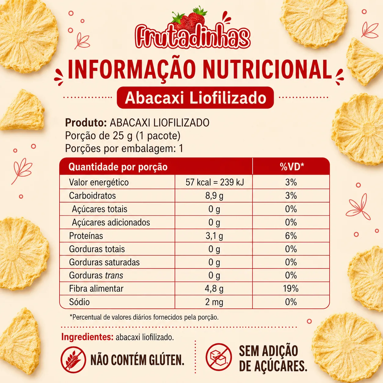 Abacaxi Liofilizado - 100g - Imagem 4