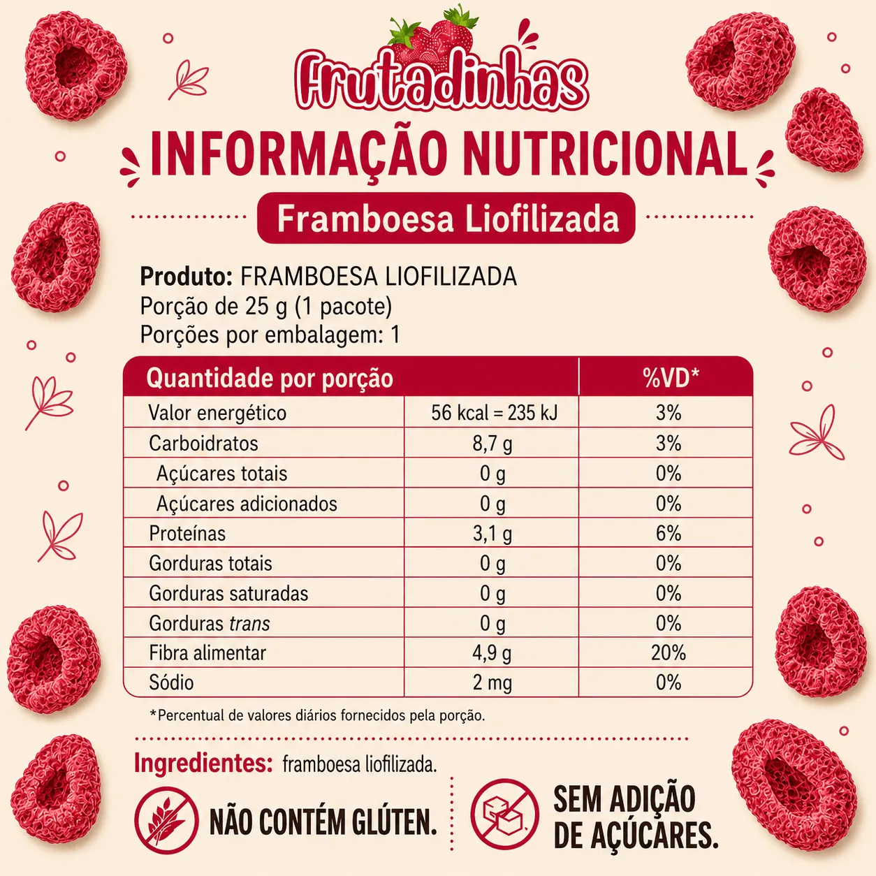 Framboesa + Maracujá - Liofilizado - 100g - Imagem 3