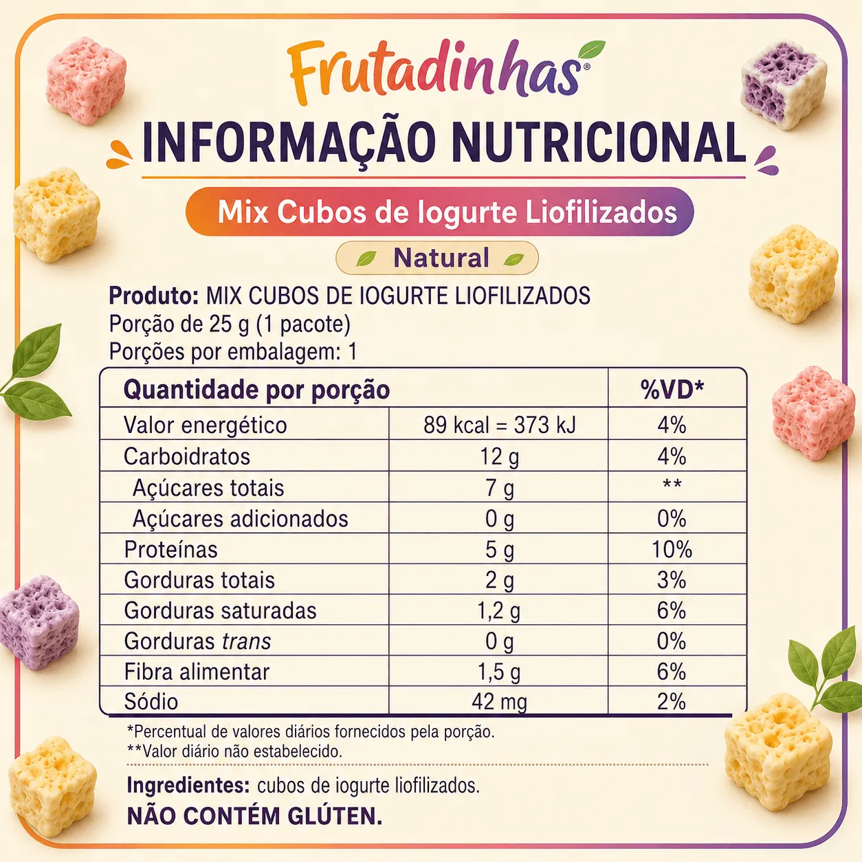 Mix Cubos de Iogurte Liofilizados - 3 sabores - Natural · 100g - Imagem 8