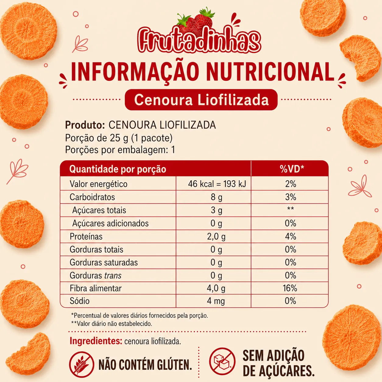 Cenoura Liofilizada - 100g - Imagem 4